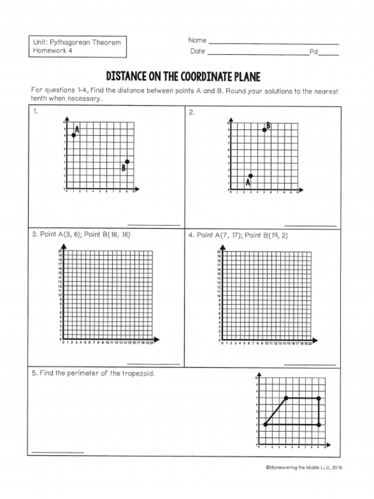 Pythagorean Theorem On The Coordinate Plane PDF