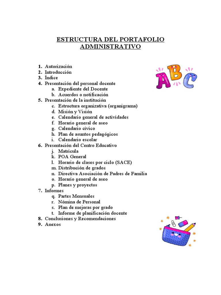 Estructura del Portafolio Administrativo | PDF