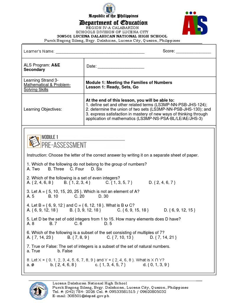 LS3 Pretest | PDF