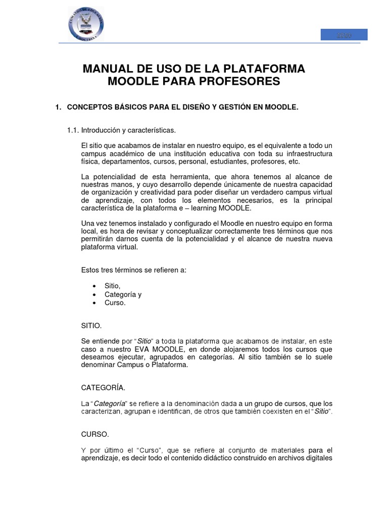 Manual de Uso de Moodle para Profesores | PDF | Moodle | Archivo de ...