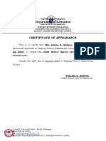Certificate of Appearance Intrams