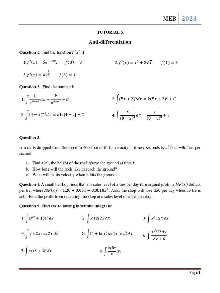 Meb 2023 Tut 5 | PDF