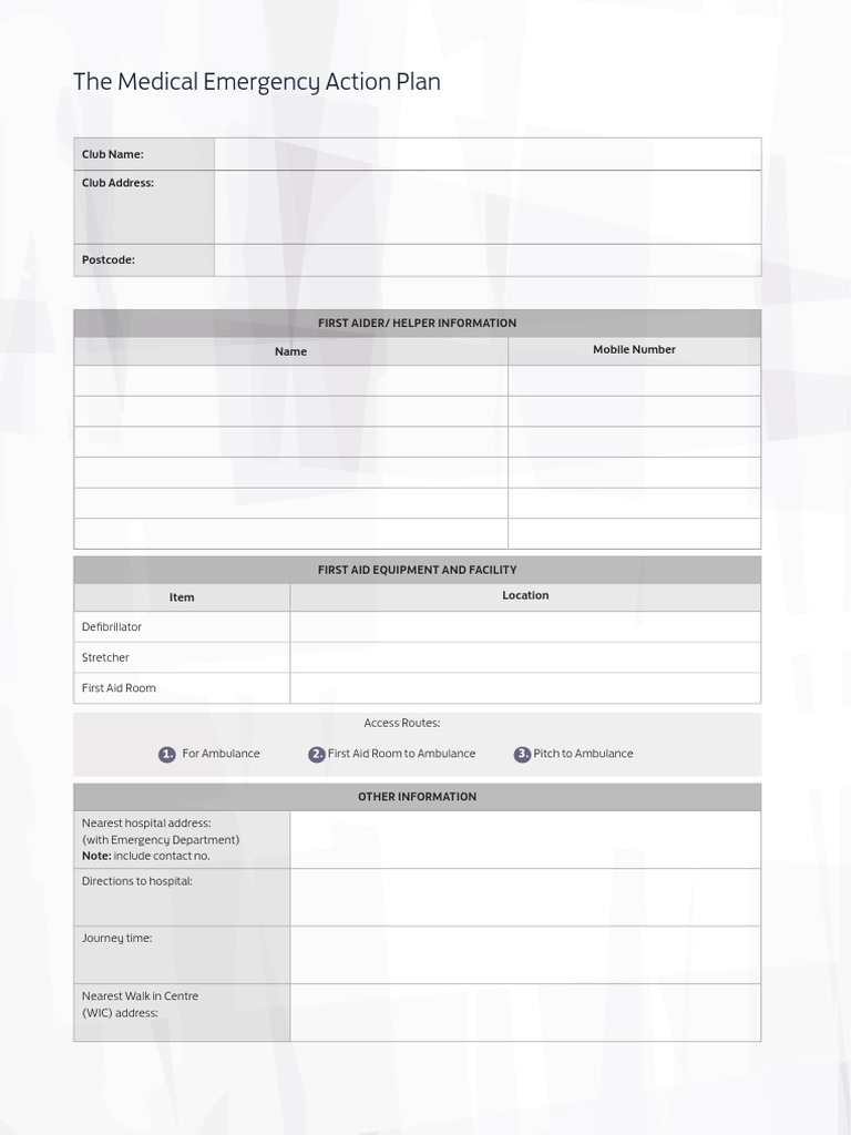Medical Emergency Action Plan Template | PDF