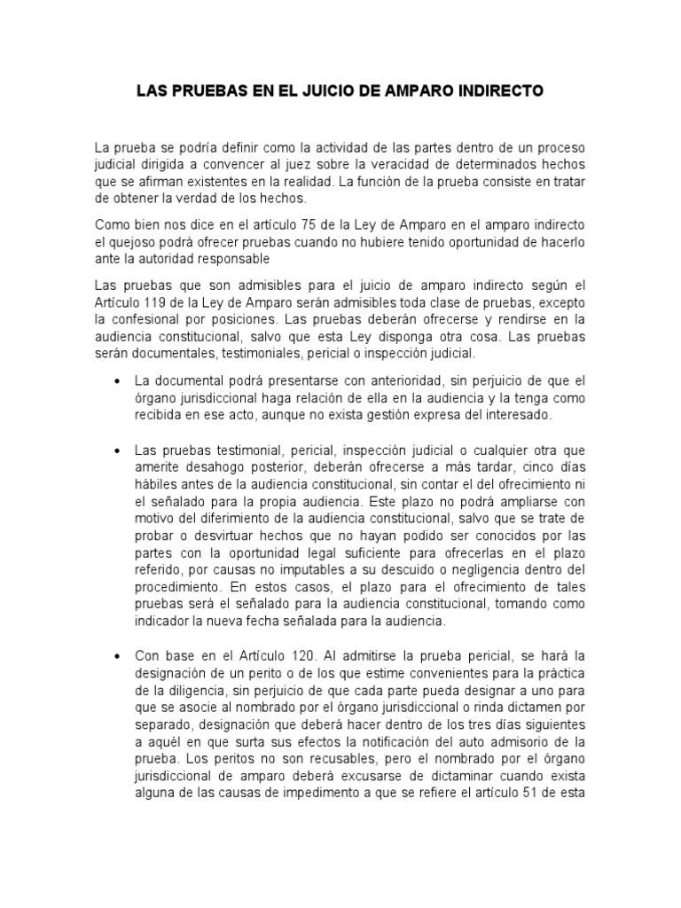 Pruebas en el Juicio de Amparo Indirecto | PDF | Jurisdicción ...