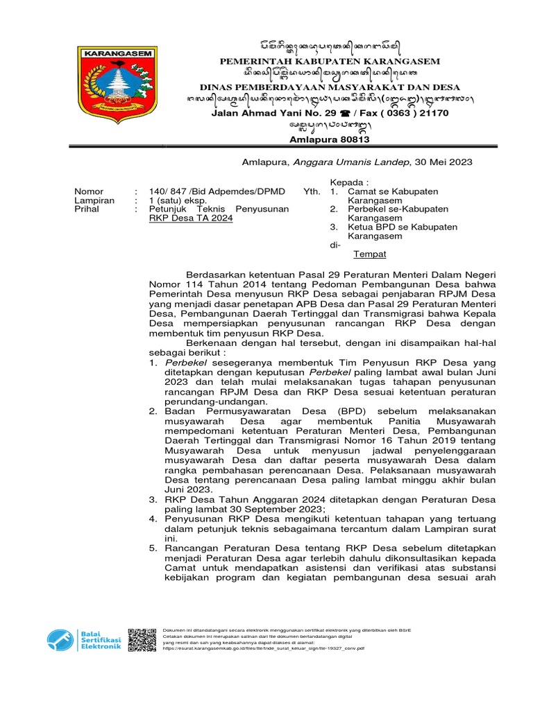 Juknis RKPDesa 2024 | PDF