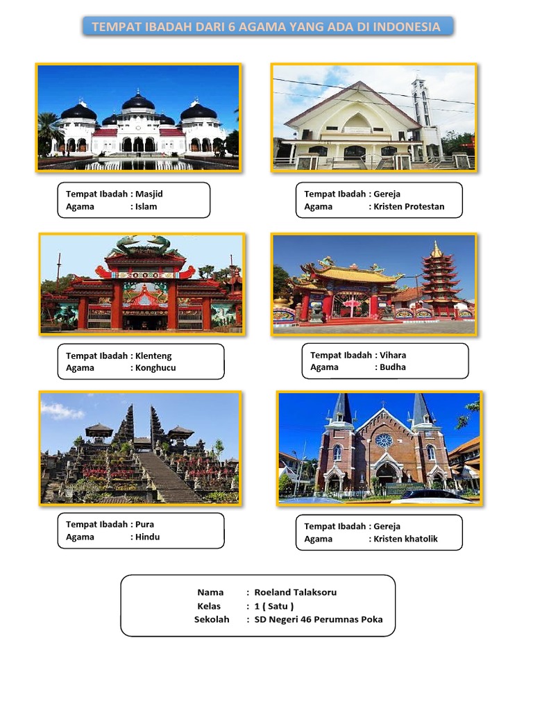 Tempat Ibadah Dari 6 Agama Yang Ada Di Indonesia | PDF