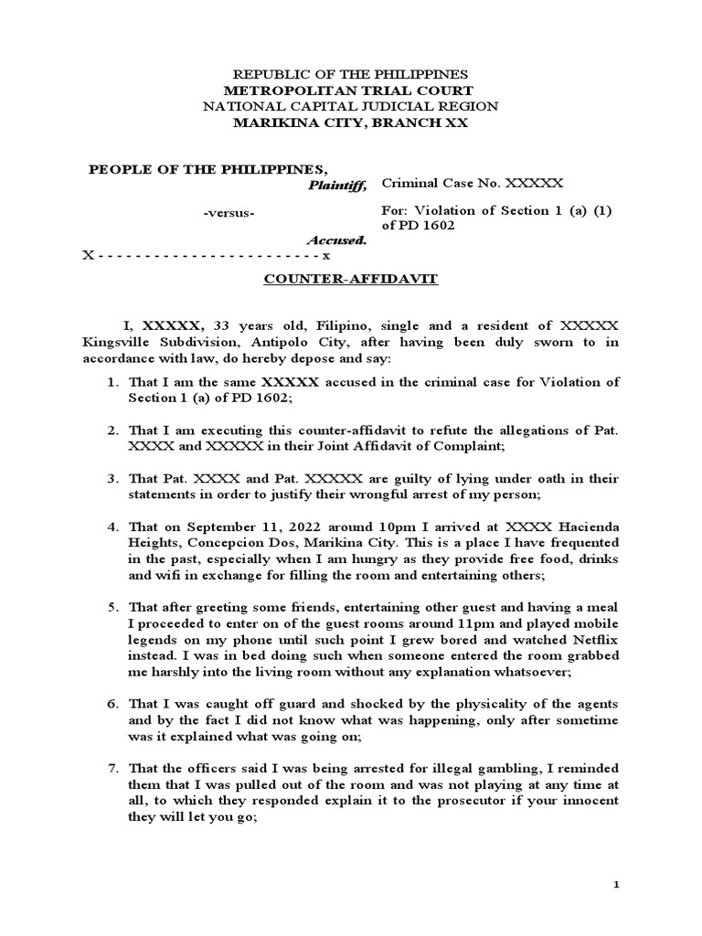 Counter affidavit pd 1602 pdf law enforcement crime violence