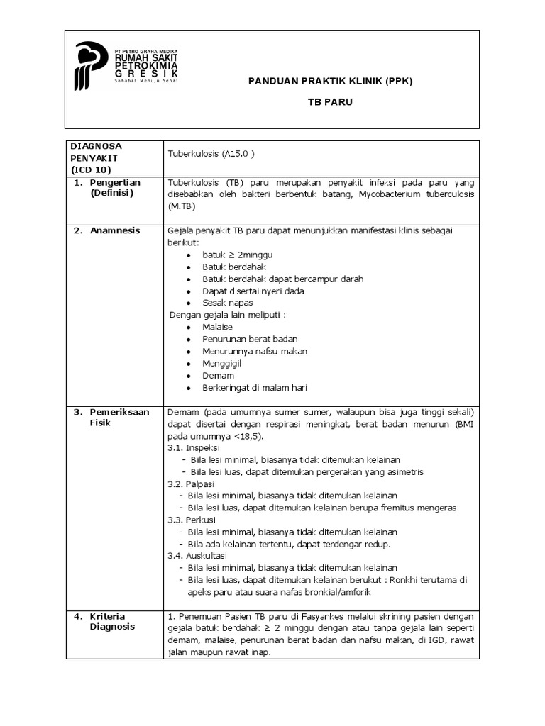 Panduan Diagnosa dan Terapi TB Paru | PDF