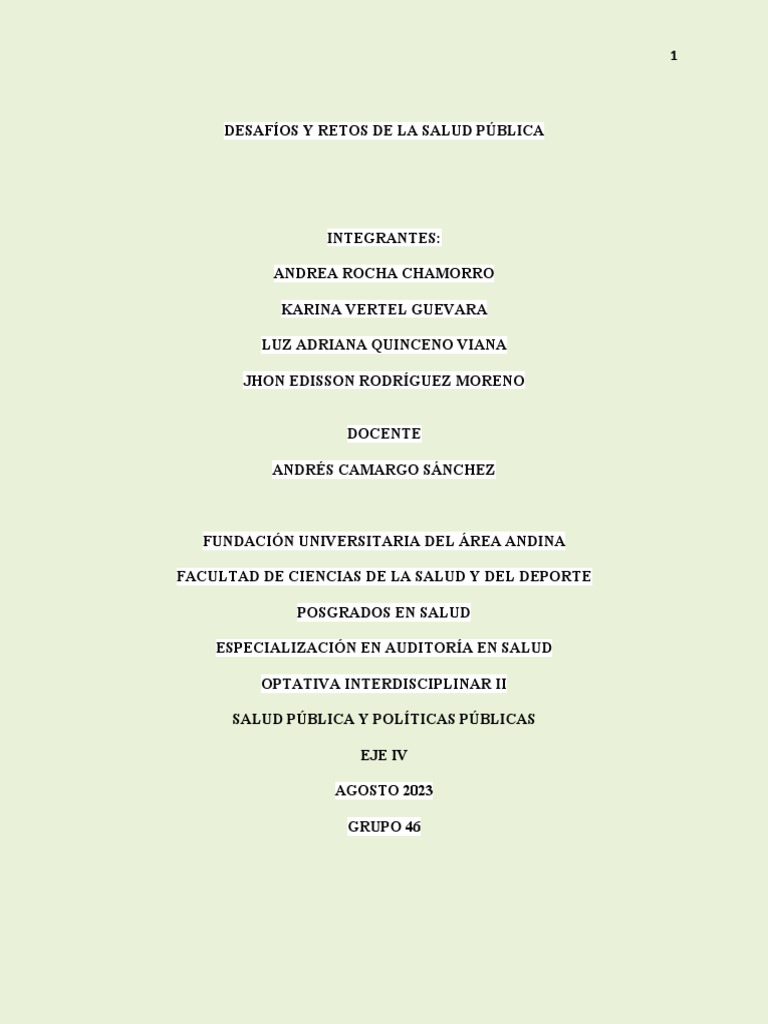 EJE 4-DESAFÍOS Y RETOS DE LA SALUD PÚBLICA | PDF | Epidemiología | Vida