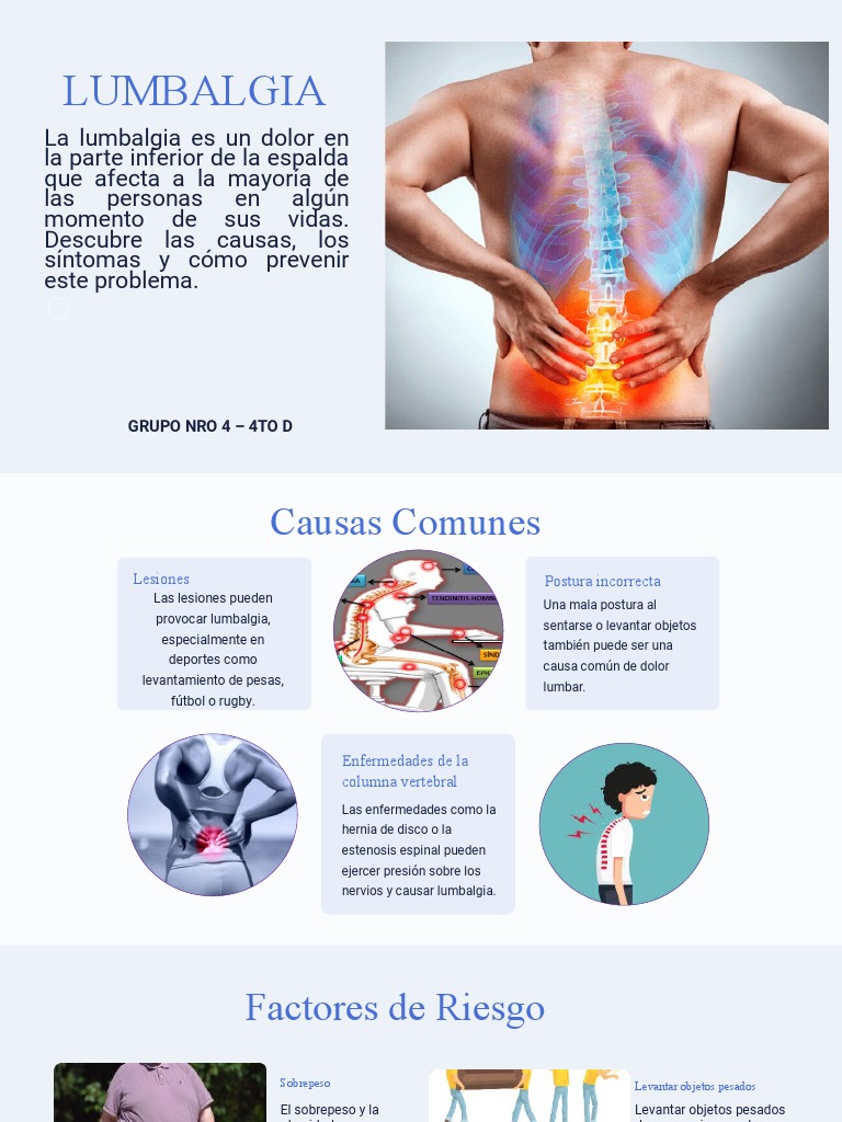 Causas y Prevención de Lumbalgia | PDF | Dolor lumbar | Enfermedades y ...