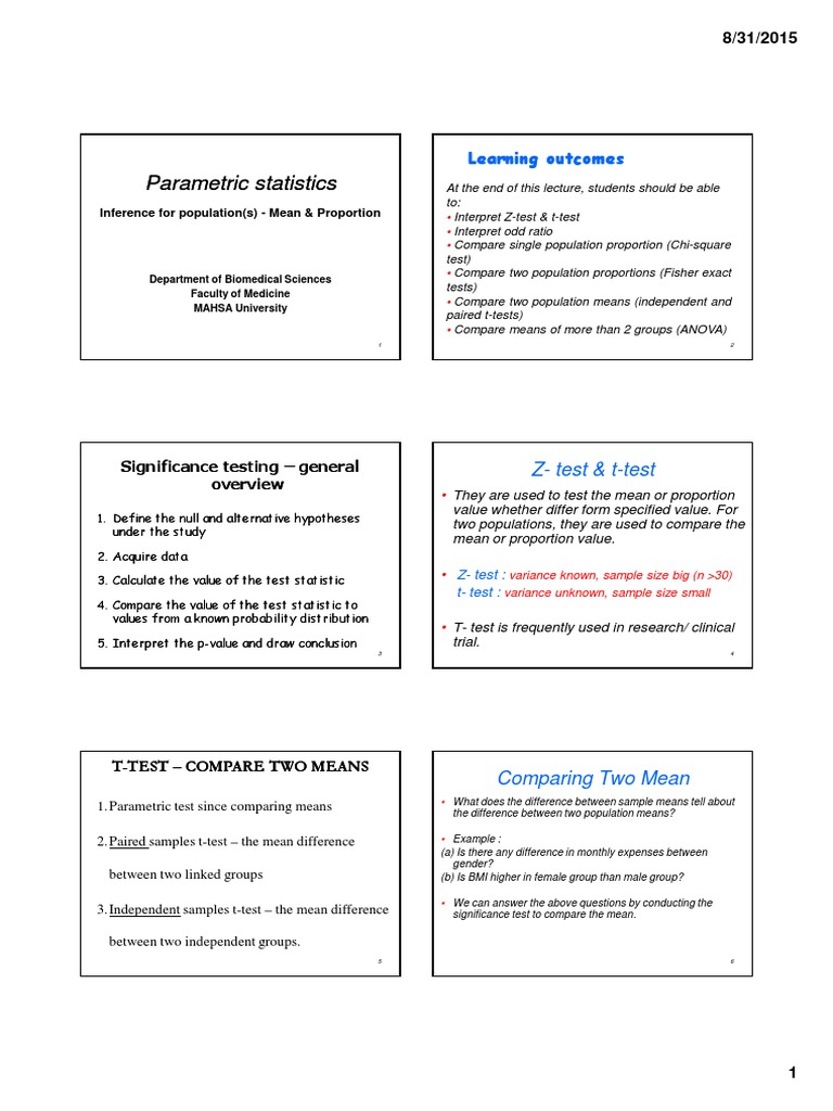 Understanding Parametric Statistics | PDF | Student's T Test ...