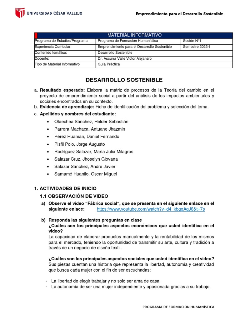 Emprendimiento Social y Sostenible | PDF | Iniciativa empresarial ...