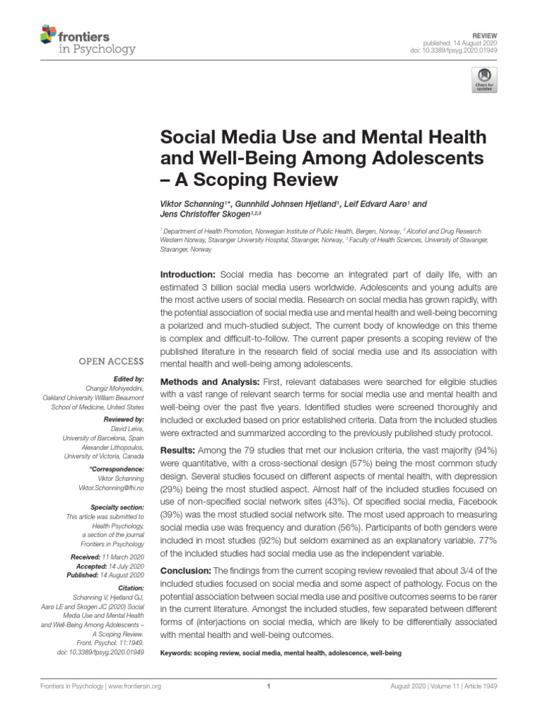 Social Media and Mental Health | PDF | Systematic Review | Social Media
