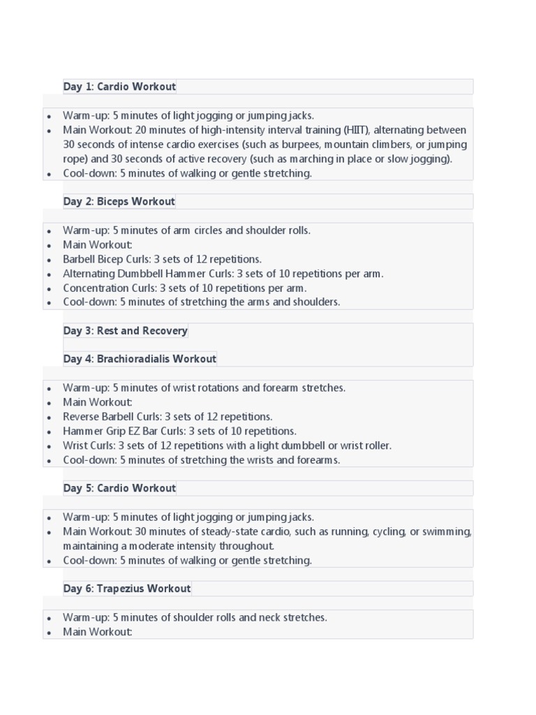 Exercise Routine 7 Days | PDF