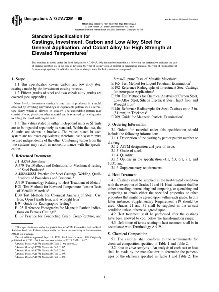 A732 PDF | PDF | Steel | Heat Treating