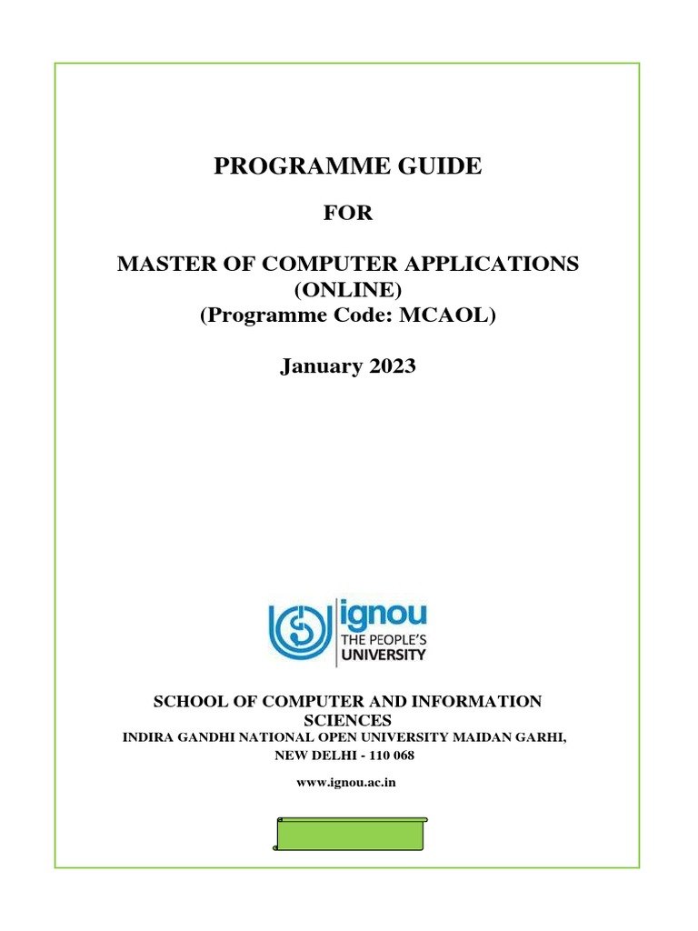 IGNOU MCA Online Program Guide 2023 | PDF