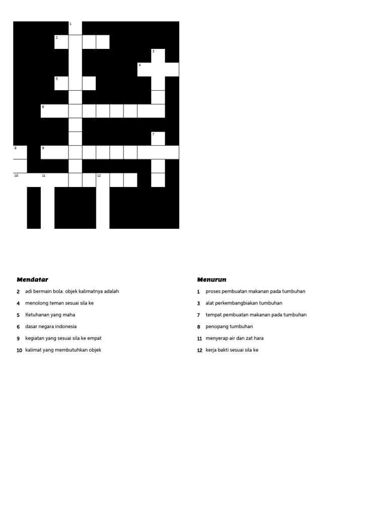Create crossword puzzle Online, gratis, dan interaktif PDF