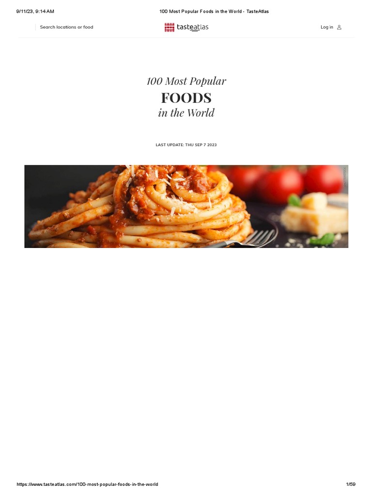 100 Most Popular Foods In The World Tasteatlas Pdf