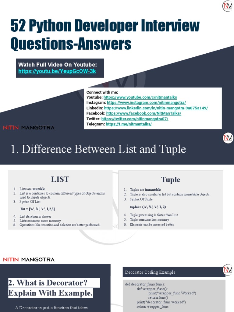 52 Python Question Answers | PDF | Python (Programming Language ...