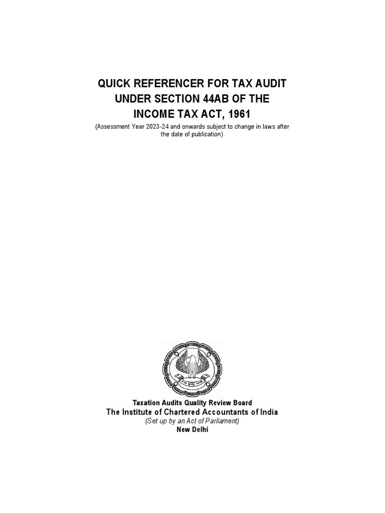 Quick referencer for tax audit under section 44ab of the income pdf