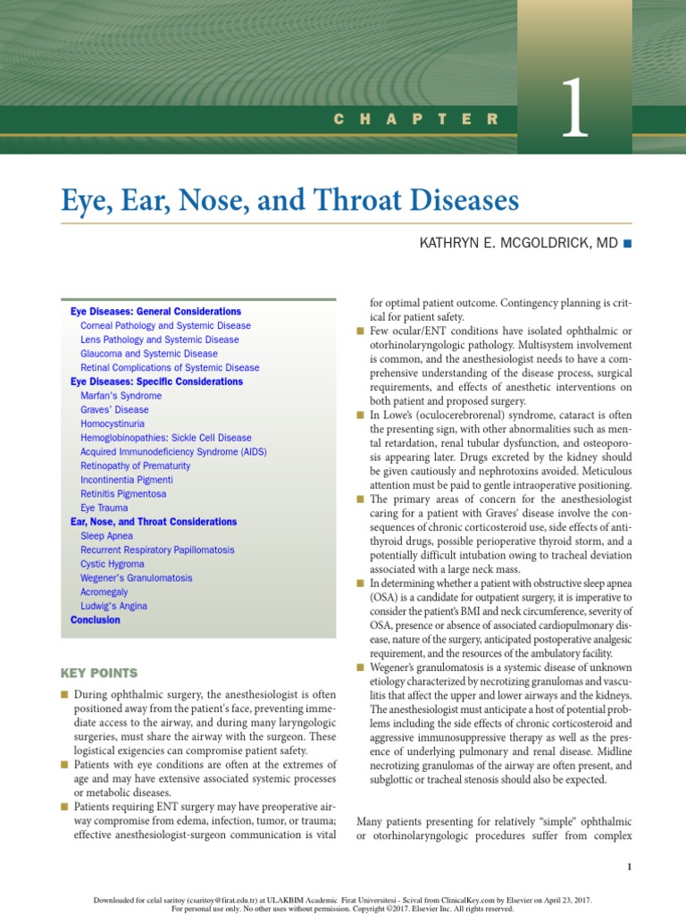 Eye, Ear, Nose, and Throat Diseases PDF Clinical Medicine
