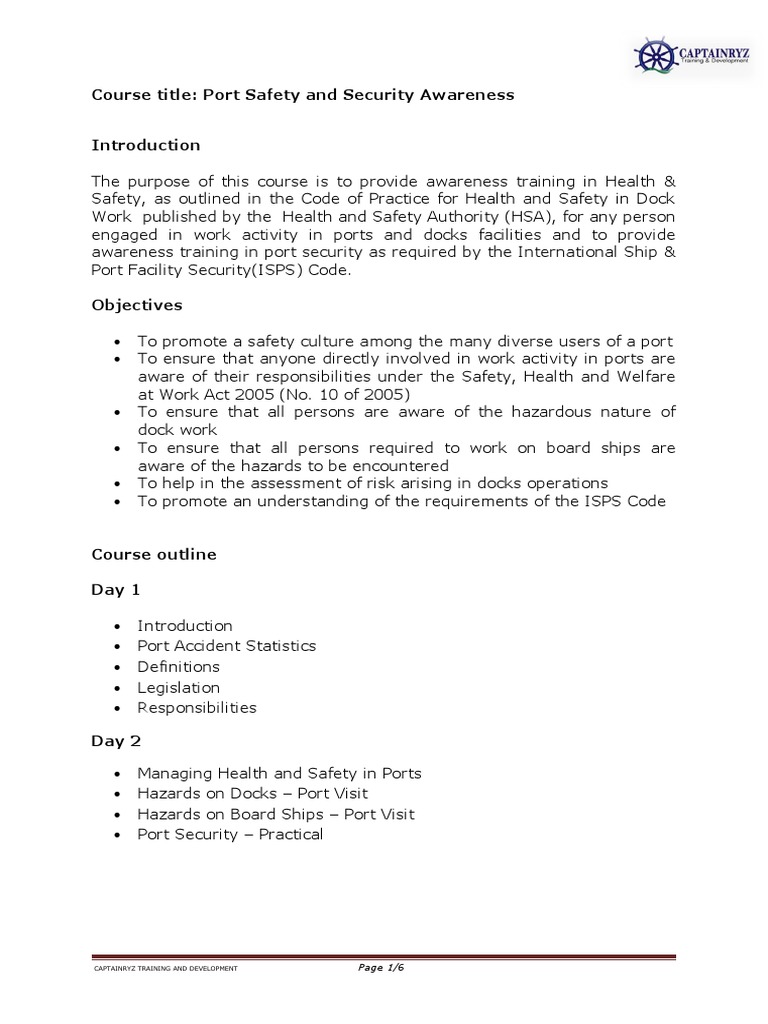 Port Safety and Security Awareness PDF