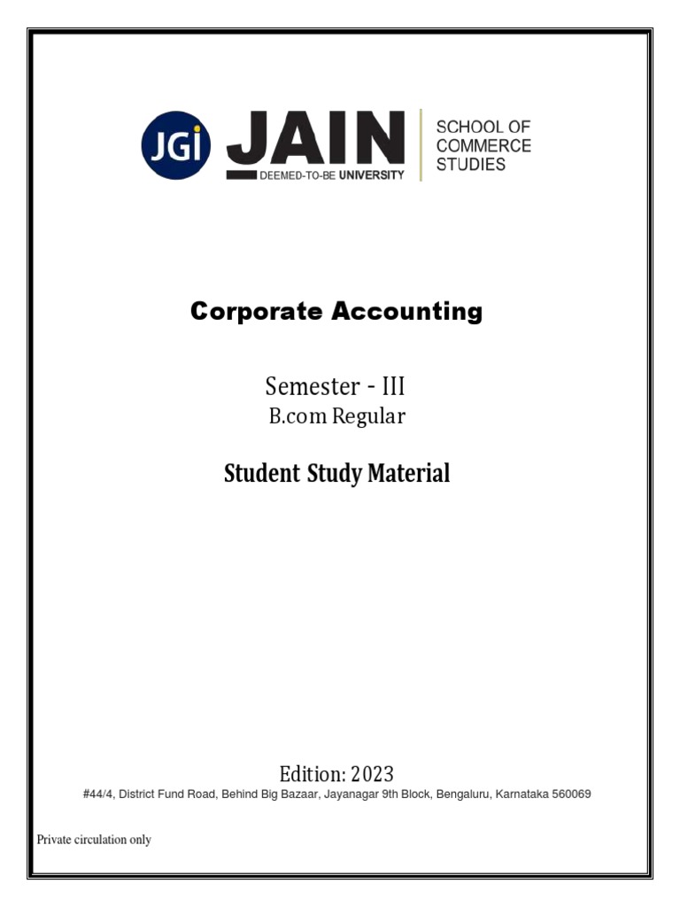 III Sem Corporate Accounting SSM 15 Modules PDF Equity