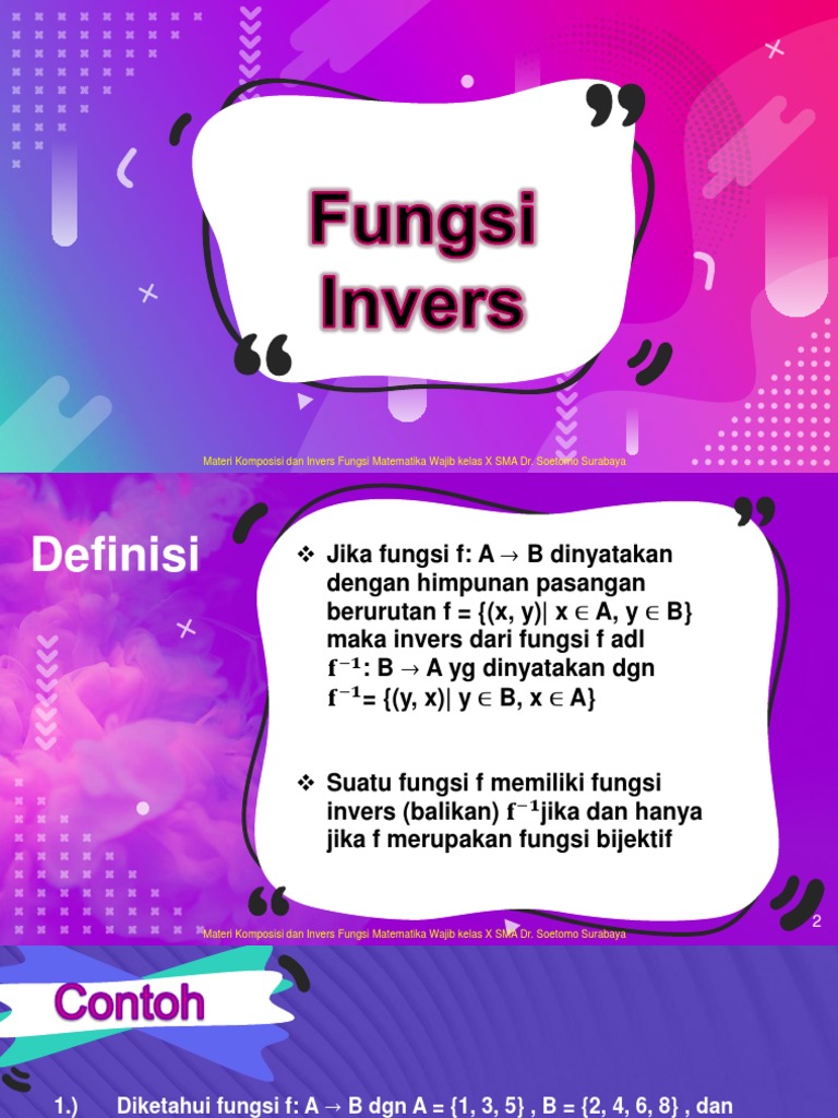 Invers Fungsi Matematika Kelas X SMA | PDF