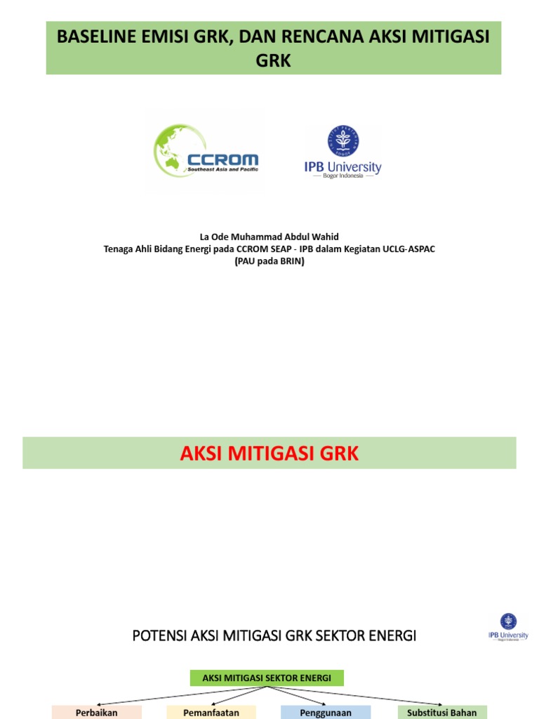 CCROM IPB_Rencana Aksi Mitigasi (La Ode Wahid) | PDF