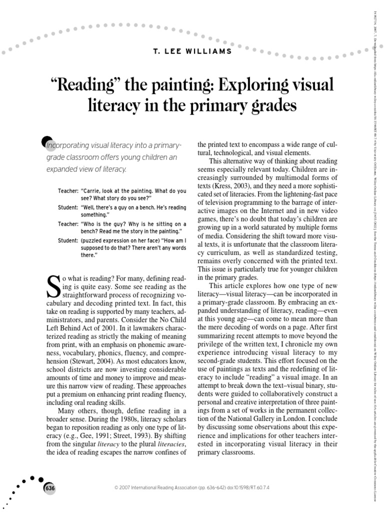 The reading teacher reading the painting exploring visual literacy in