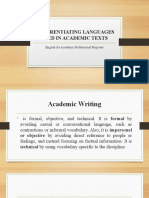 Differentiating Languages Used in Academic Texts