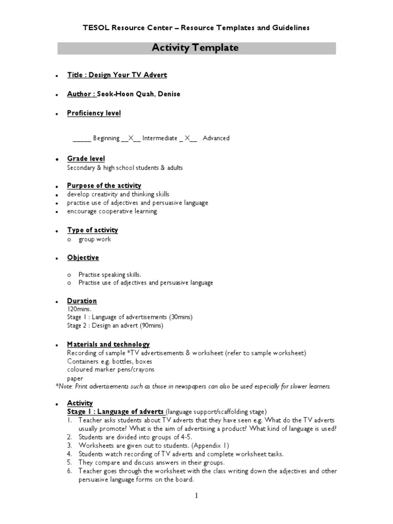 Design Your TV Advert 2 | PDF | Advertising | English As A Second Or