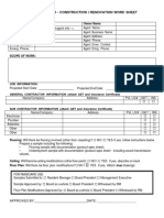 Construction and Renovation Worksheet