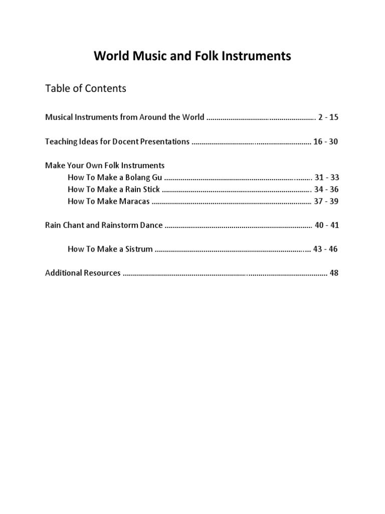 World Music and Folk Instruments PDF Musical Instruments Muse