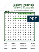 White Green Playful Saint Patrick Word Search Worksheet