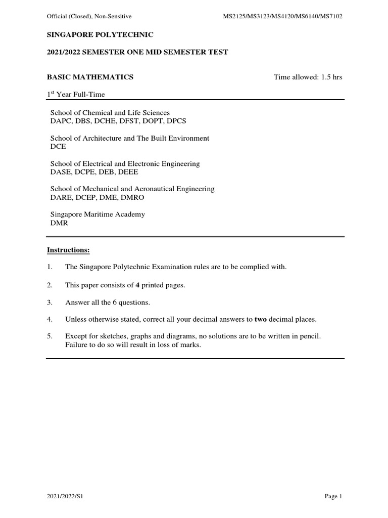 Basic Mathematics Mid Semester Test 2021 | PDF | Cartesian Coordinate ...