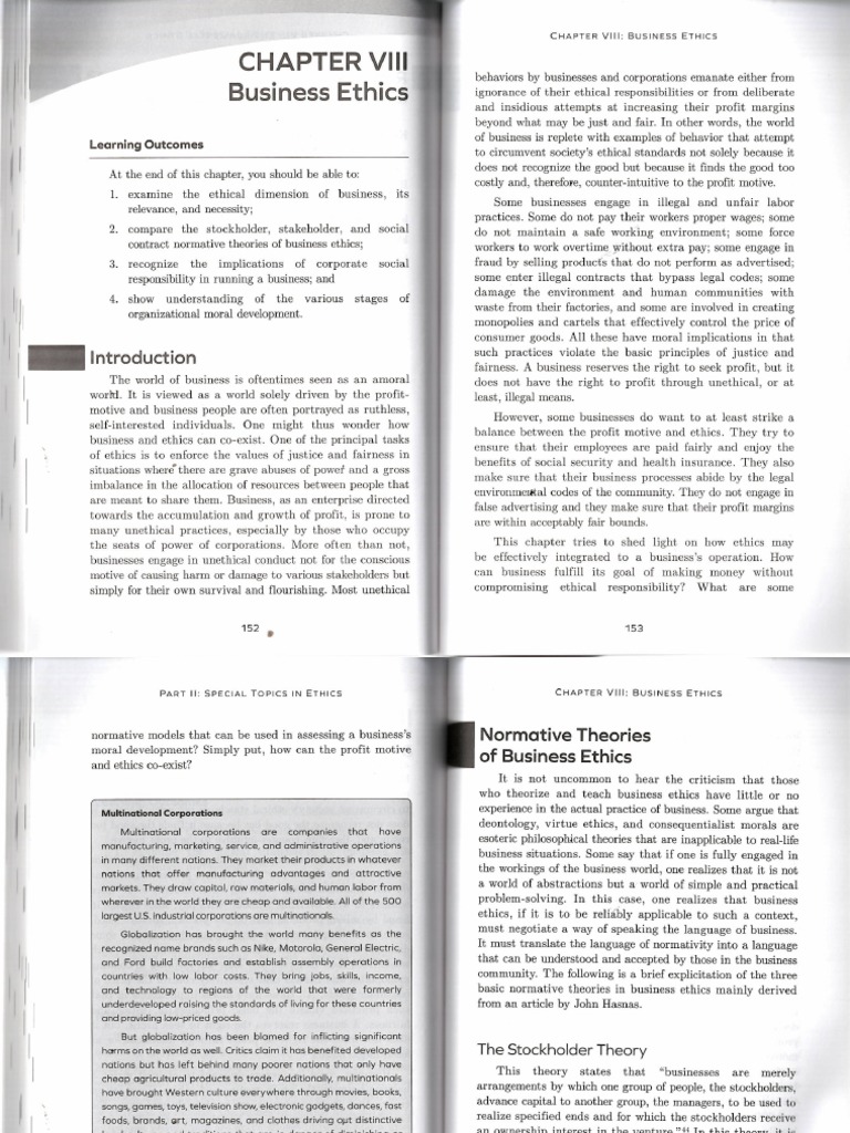 Chapter VIII - Business Ethics | PDF