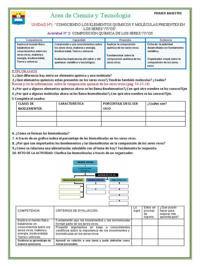 Composición Química de los Seres Vivos | PDF | Organismos | Importar