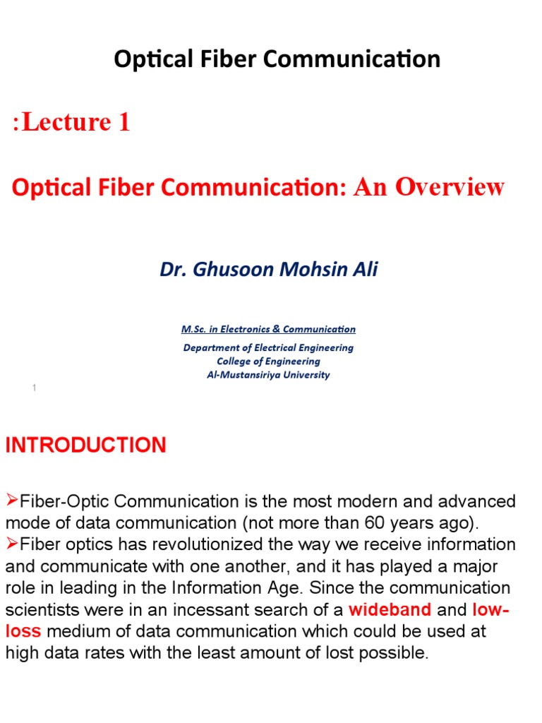 Optical Fiber Communication: An Overview | PDF | Transmission Medium ...