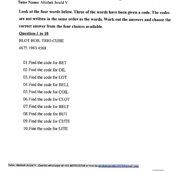Letter to Number Coding 4 | PDF