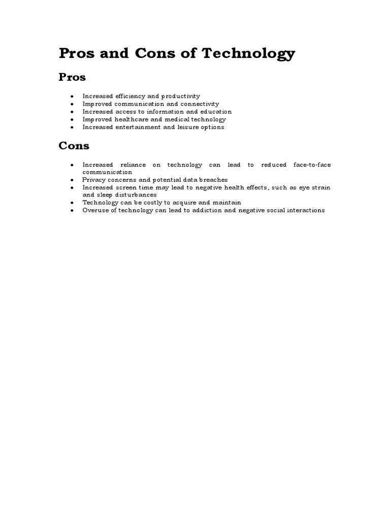 Technology: Pros and Cons Explained | PDF