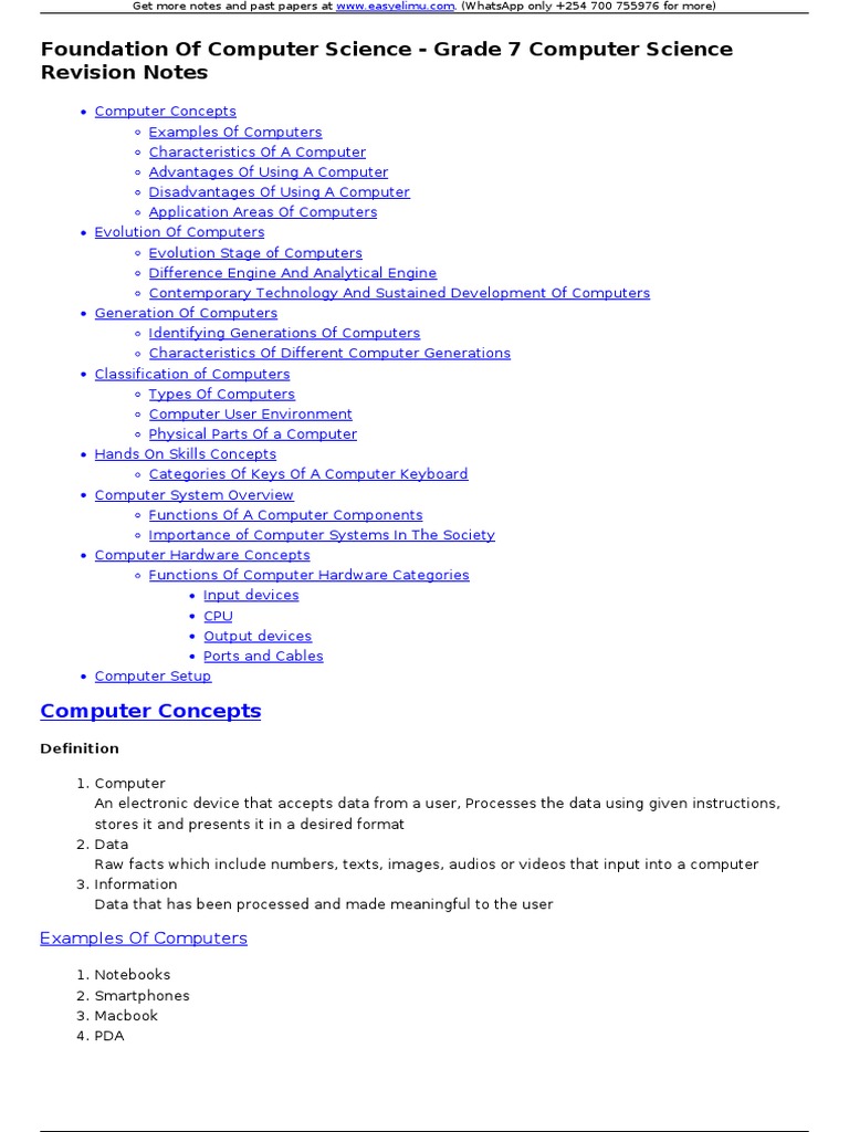 Foundation of Computer Science - Grade 7 Computer Science Revision ...