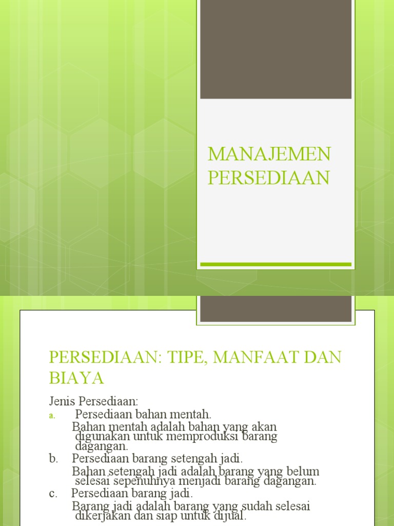 Manajemen Persediaan Tipe Dan Manfaat Pdf