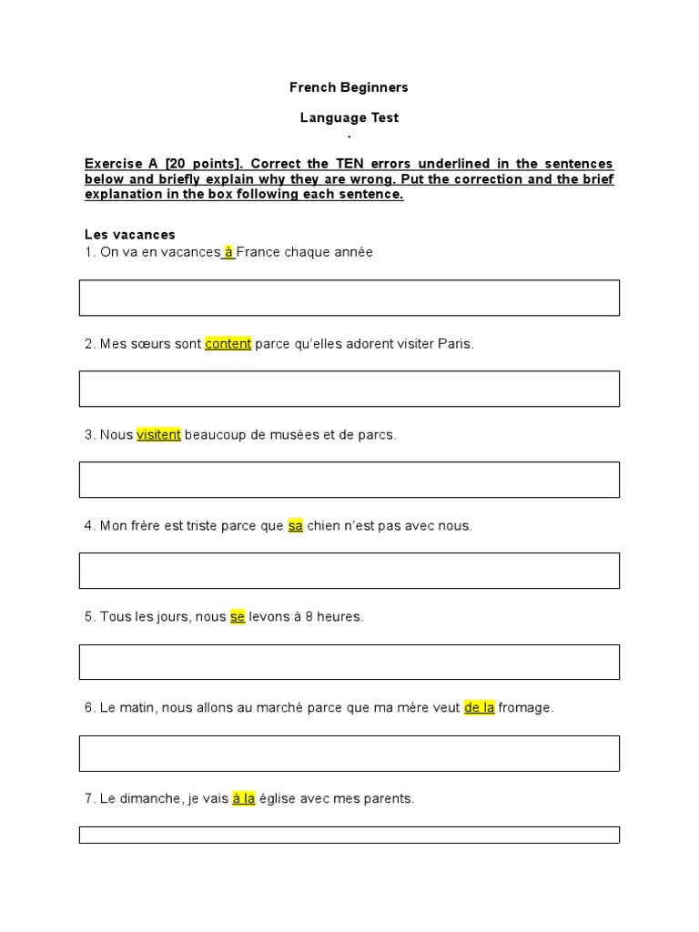 Test de français pour débutants | PDF | Arts du langage et discipline ...