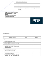 Investigation Questionnaire