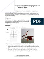 Measuring Plant Transpiration with Potometer | PDF | Water | Experiment