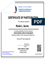 Certificate of Participation: Rindel L. Noche