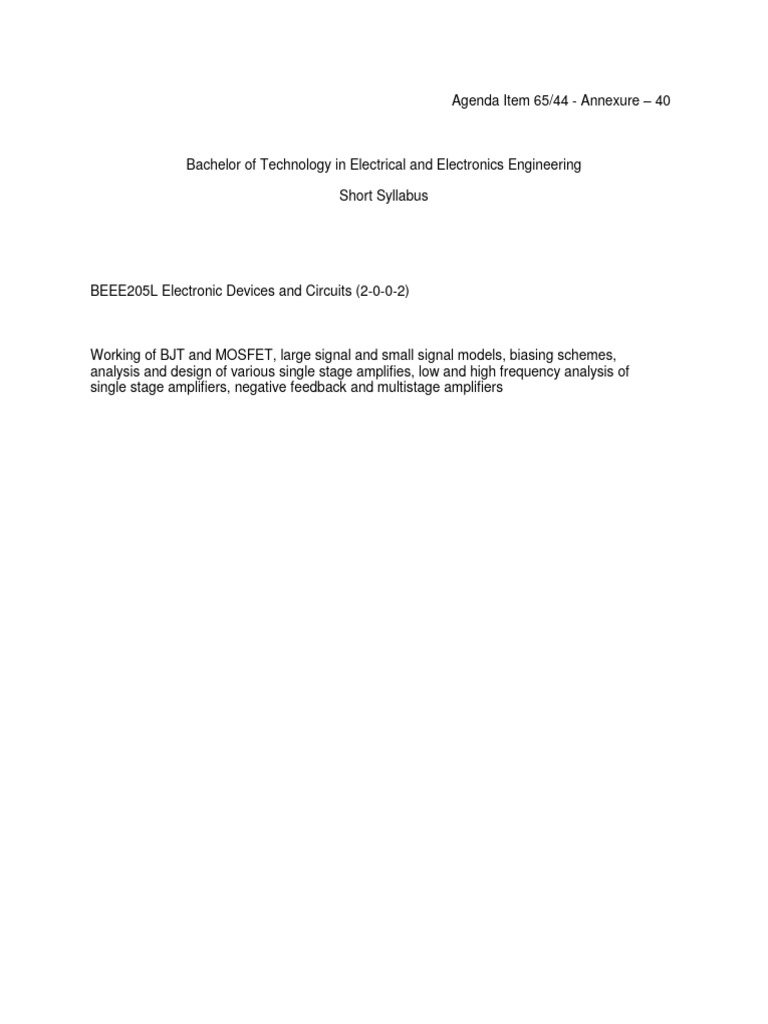 Electronic Devices and Circuits Syllabus | PDF | Amplifier | Bipolar ...