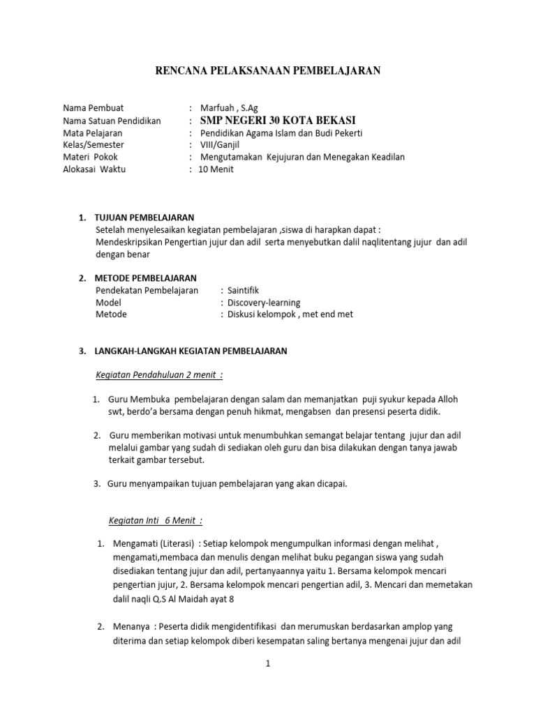 Mengutamakan Kejujuran Dan Menegakkan Keadilan Pdf