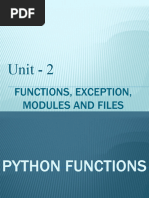 Python Unit - 2 Functions, Exception and FILES - MCA